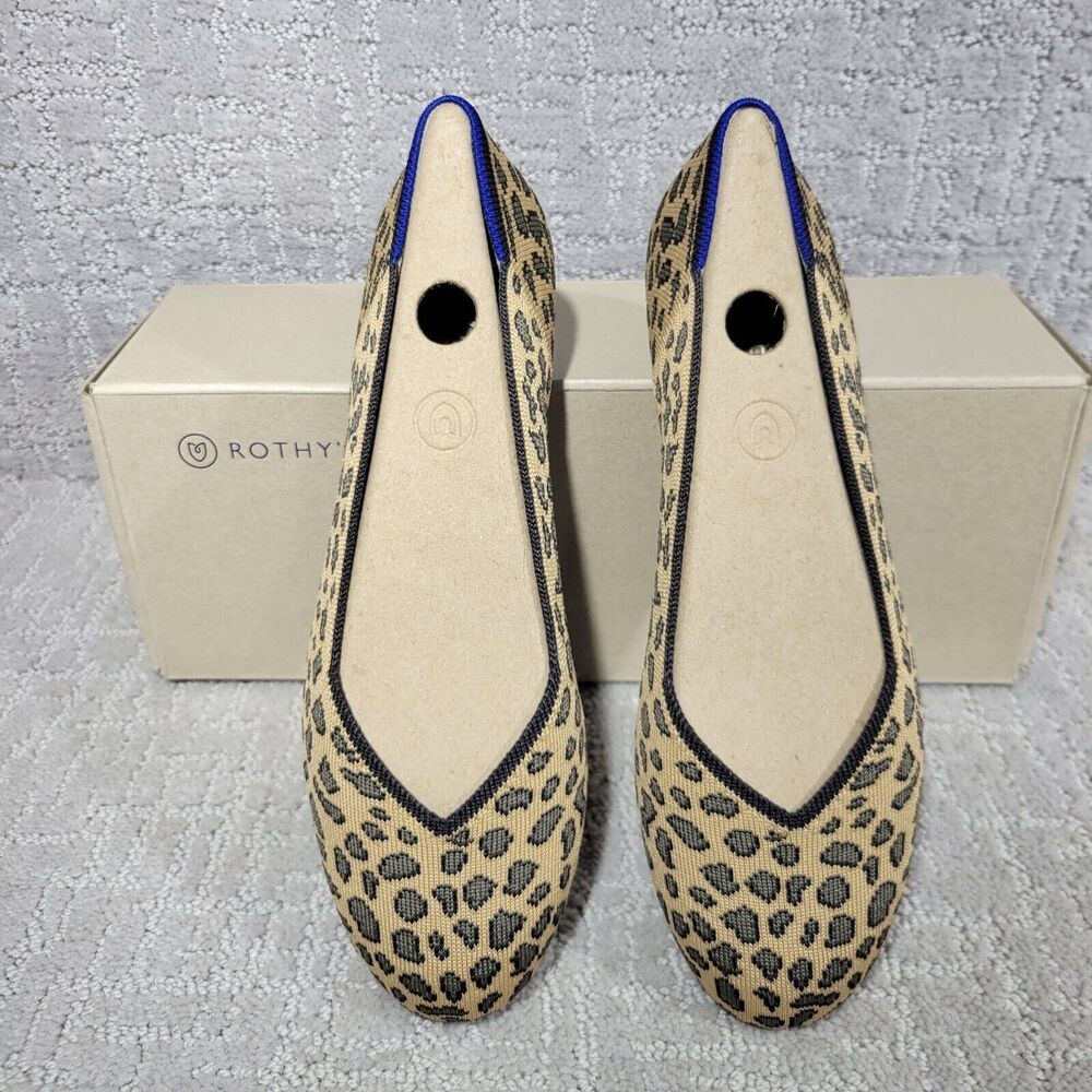 Rothys The Flat Spotted Cheetah Print Round Toe Slip on Women's Multiple Sizes